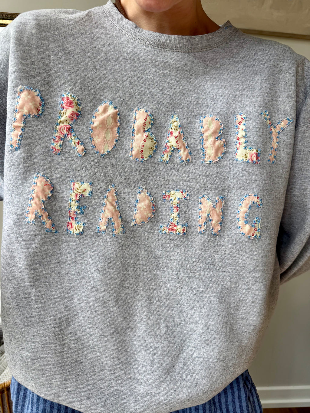 Hand-Stitched Patchwork Crewneck Sweatshirt | Probably Reading