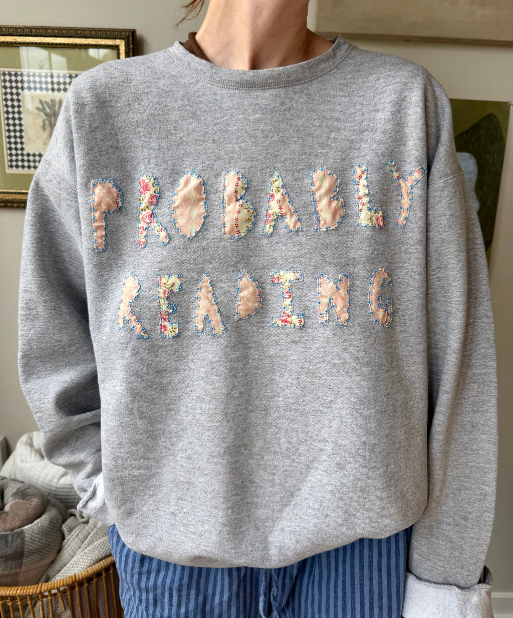 Hand-Stitched Patchwork Crewneck Sweatshirt | Probably Reading