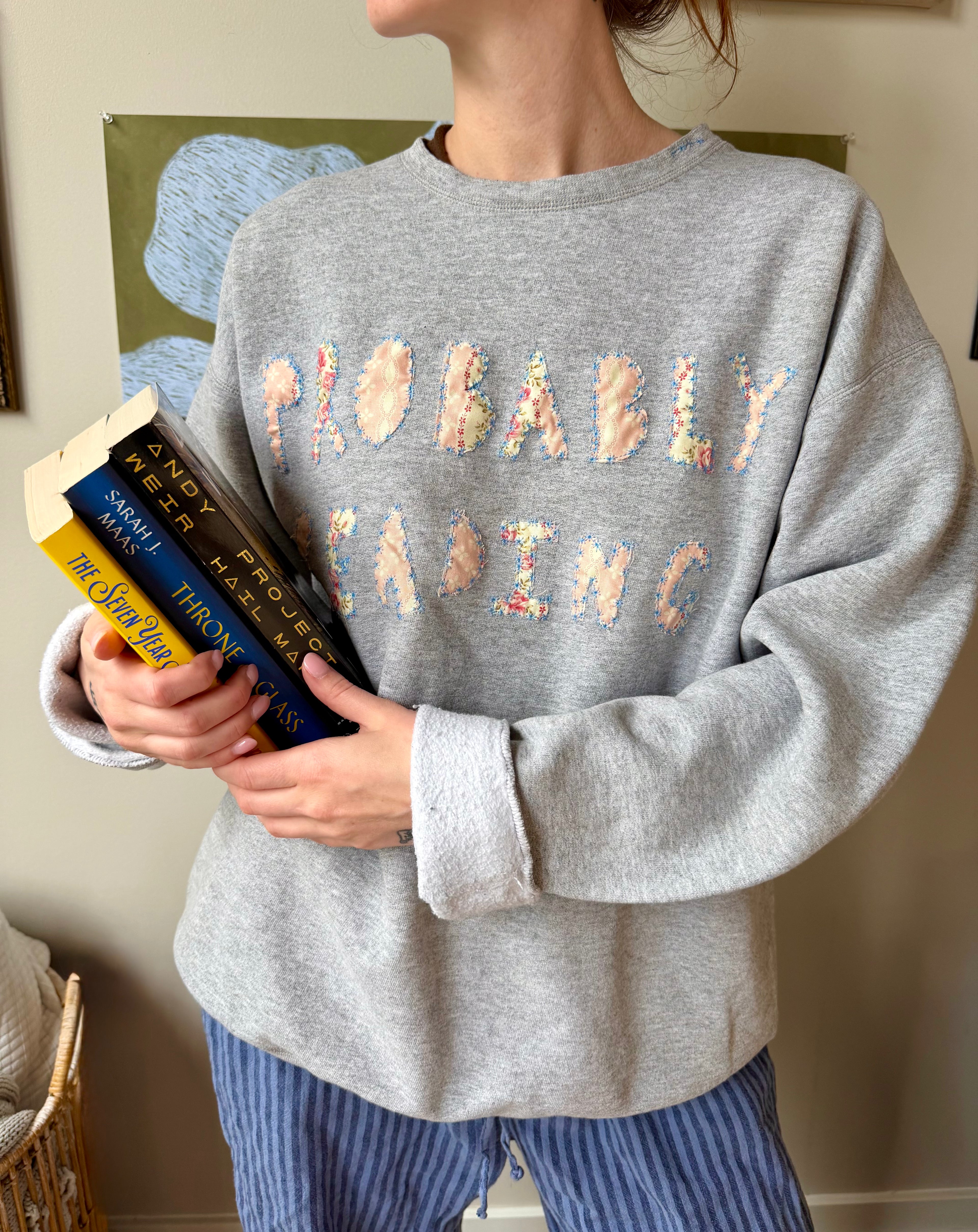 Hand-Stitched Patchwork Crewneck Sweatshirt | Probably Reading