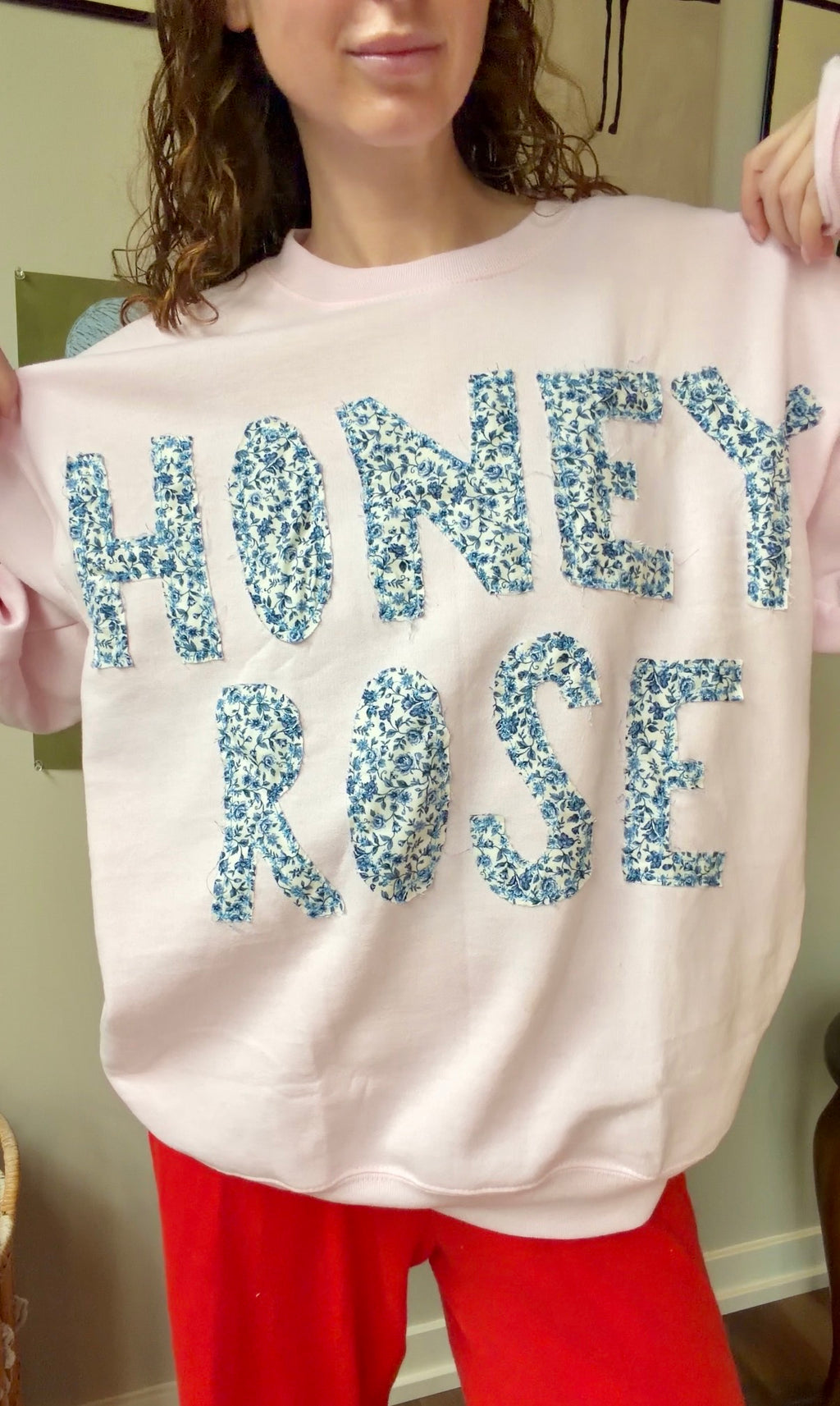 Hand-Stitched Patchwork Crewneck Sweatshirt | Honeyrose