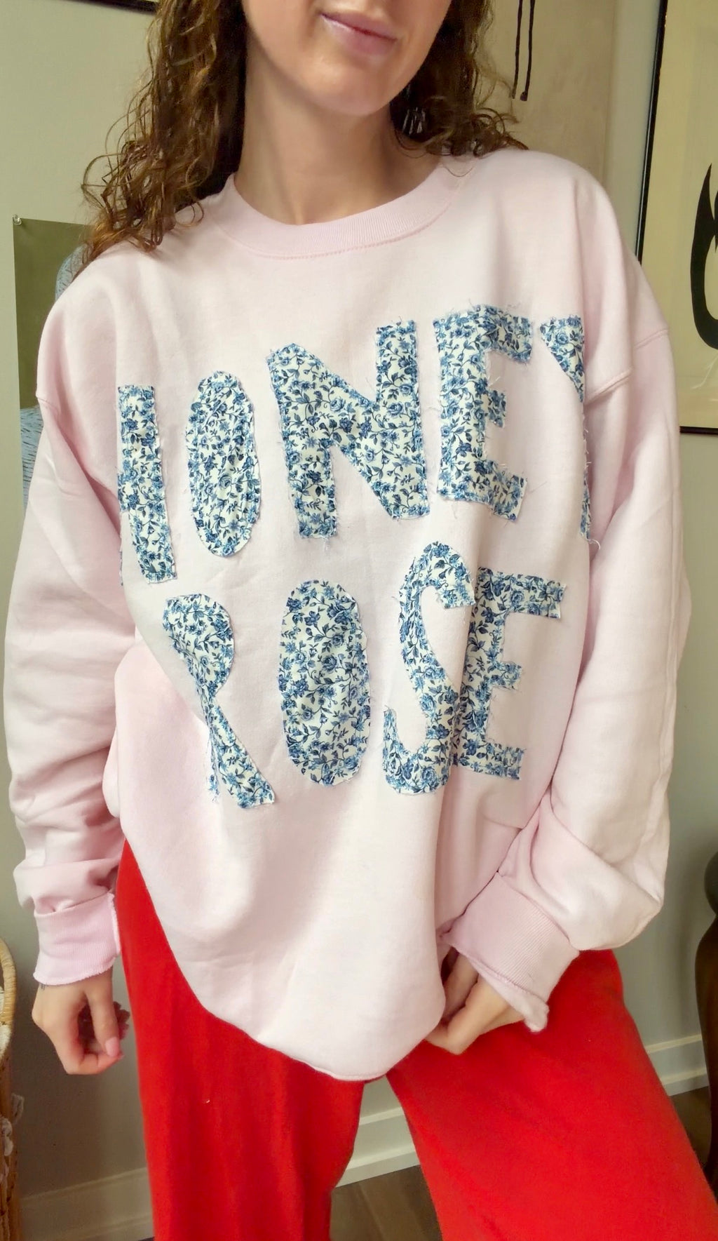 Hand-Stitched Patchwork Crewneck Sweatshirt | Honeyrose
