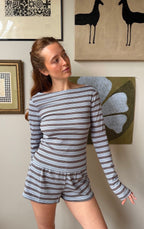 Candy Top | Women’s Brown & Ice Striped Lounge Top