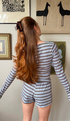 Candy Top | Women’s Brown & Ice Striped Lounge Top