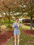 Candy Top | Women’s Brown & Ice Striped Lounge Top