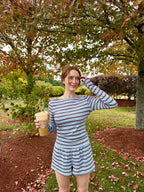Candy Top | Women’s Brown & Ice Striped Lounge Top