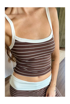 Honey Tank – Brown Stripe Fitted Crop Tank | Loungewear Matching Set