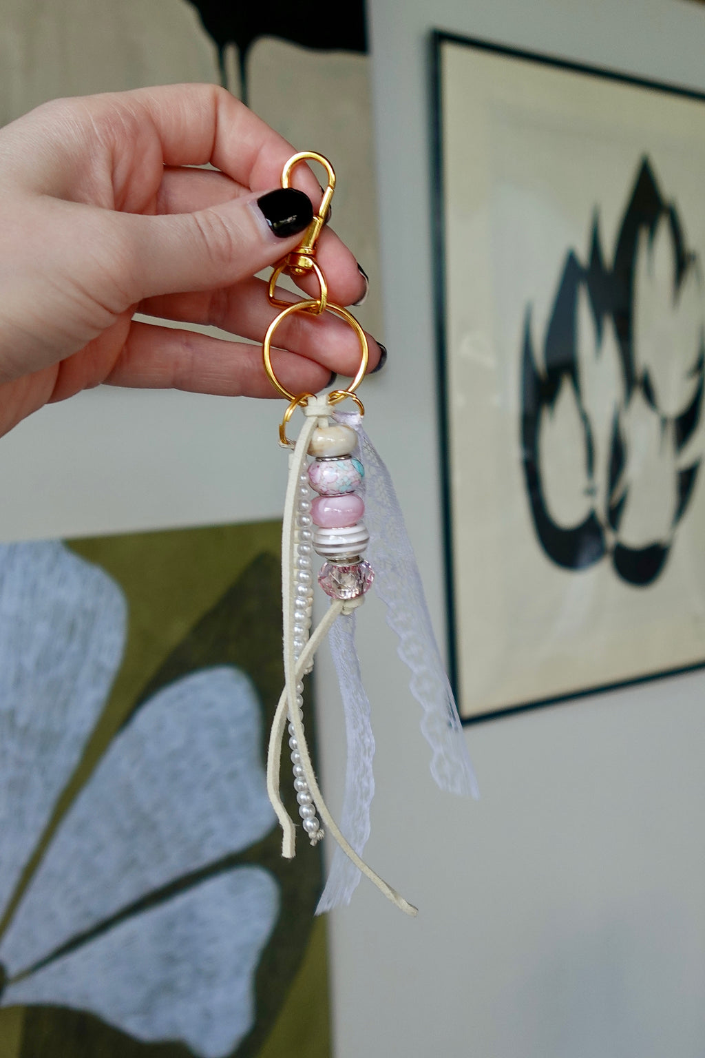 The Pearl Chain | Handmade Pearl Chain Keychain-Dainty Charm Key Ring