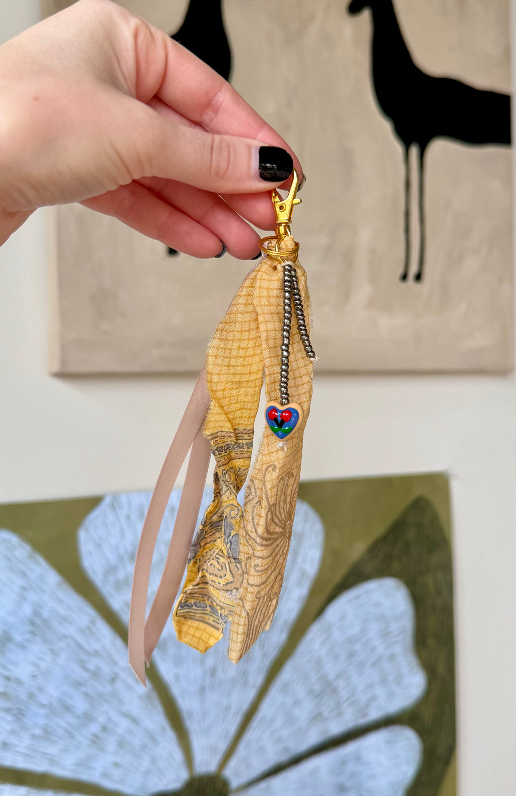 The Cherry Chain | Handmade Cherry Beaded Keychain - Dainty Charm Keyring