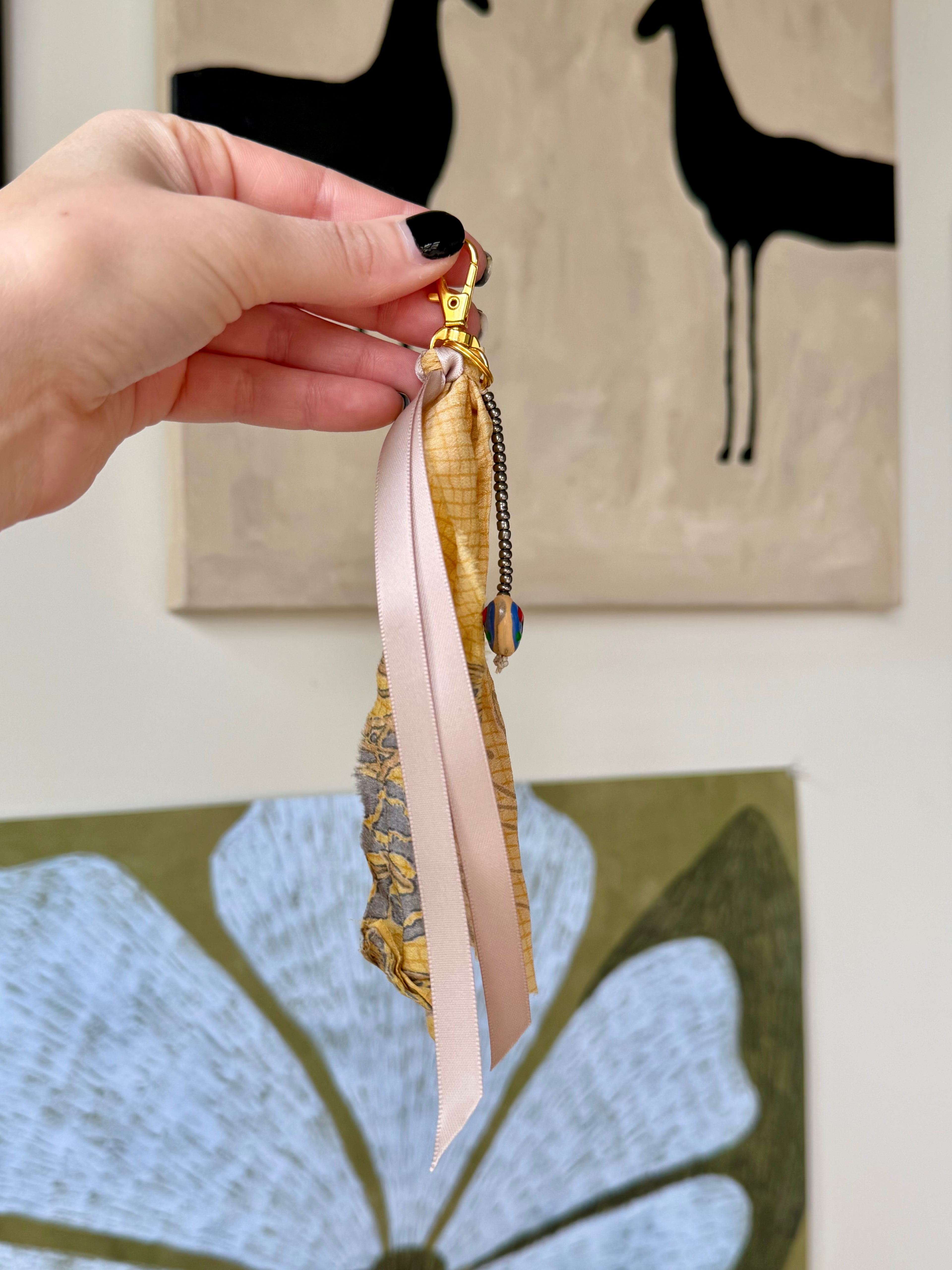 The Cherry Chain | Handmade Cherry Beaded Keychain - Dainty Charm Keyring