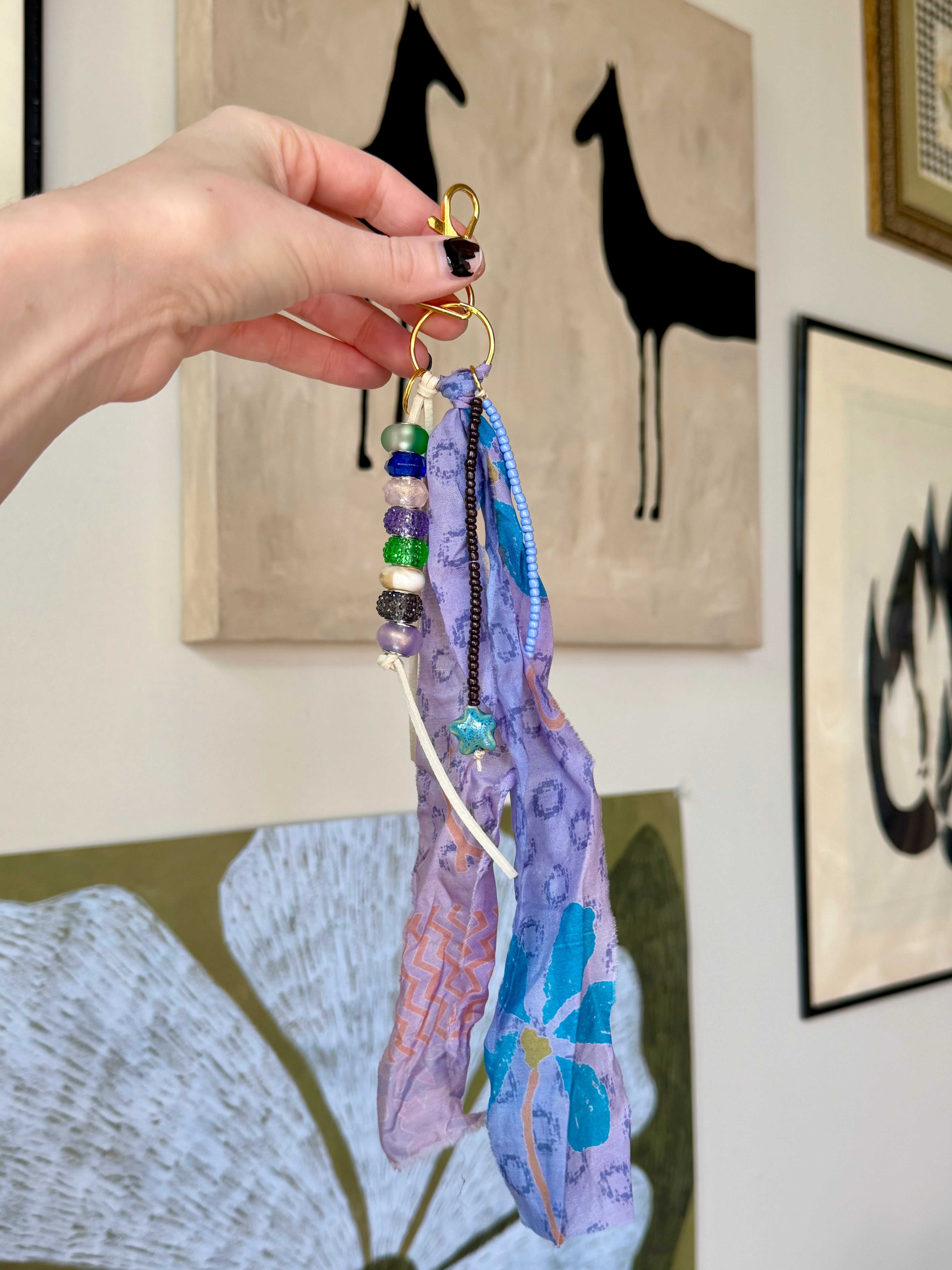 The Opal Chain | Handmade Beaded Keychain - Dainty Charm Keyring
