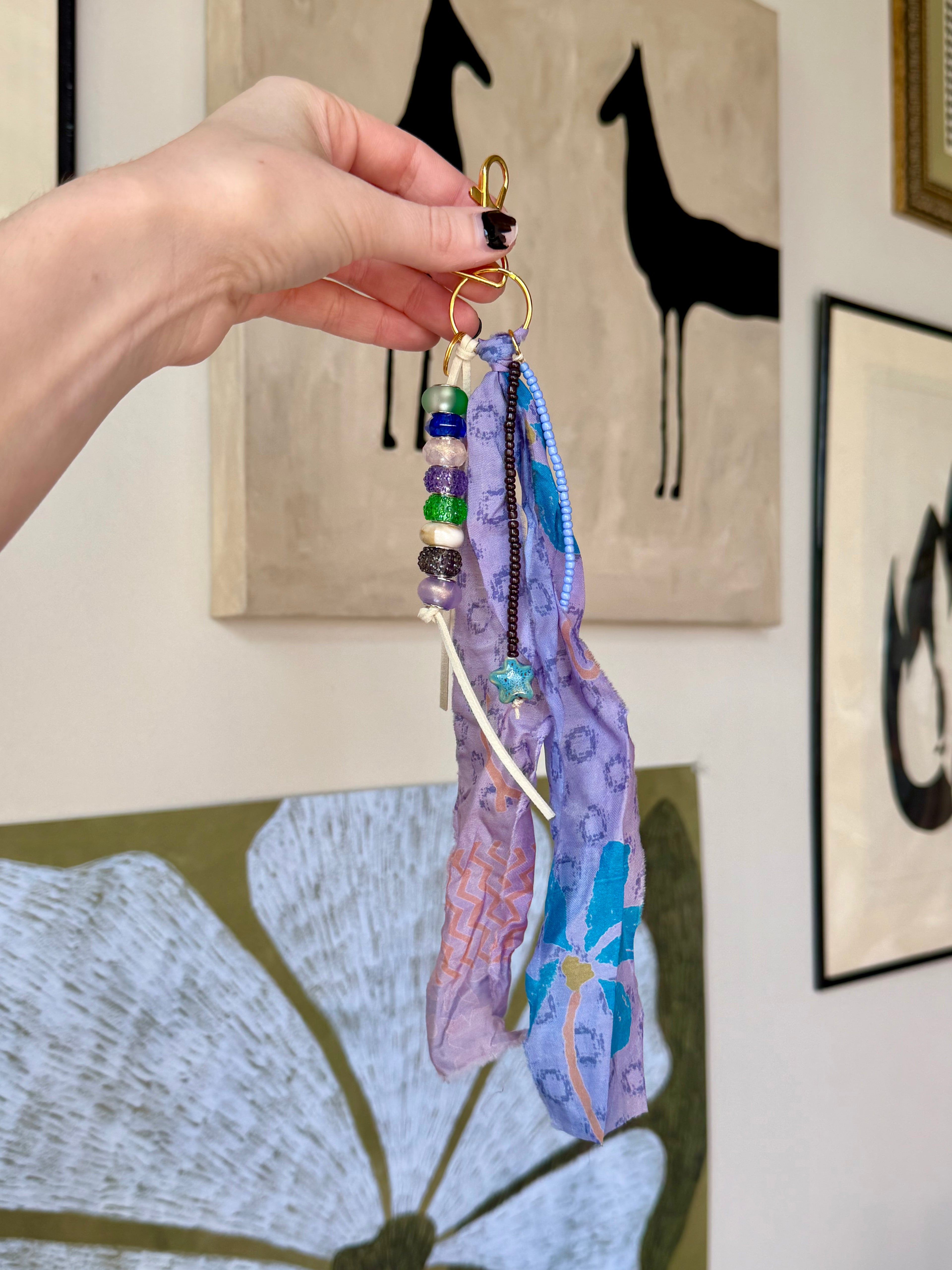 The Opal Chain | Handmade Beaded Keychain - Dainty Charm Keyring