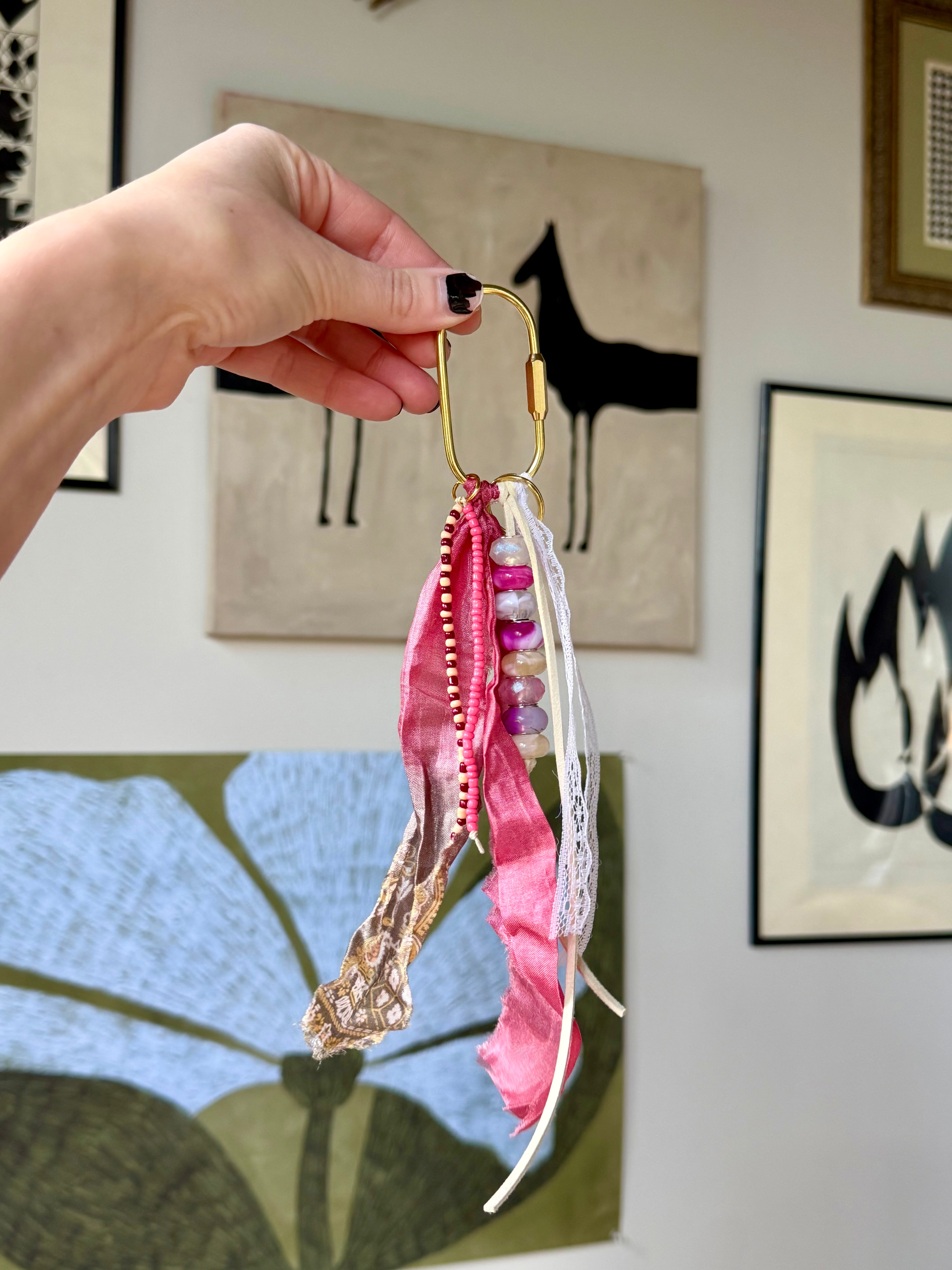 The Rosie Chain | Handmade Beaded Keychain - Dainty Charm Keyring