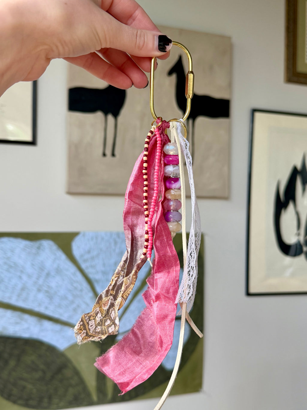 The Rosie Chain | Handmade Beaded Keychain - Dainty Charm Keyring
