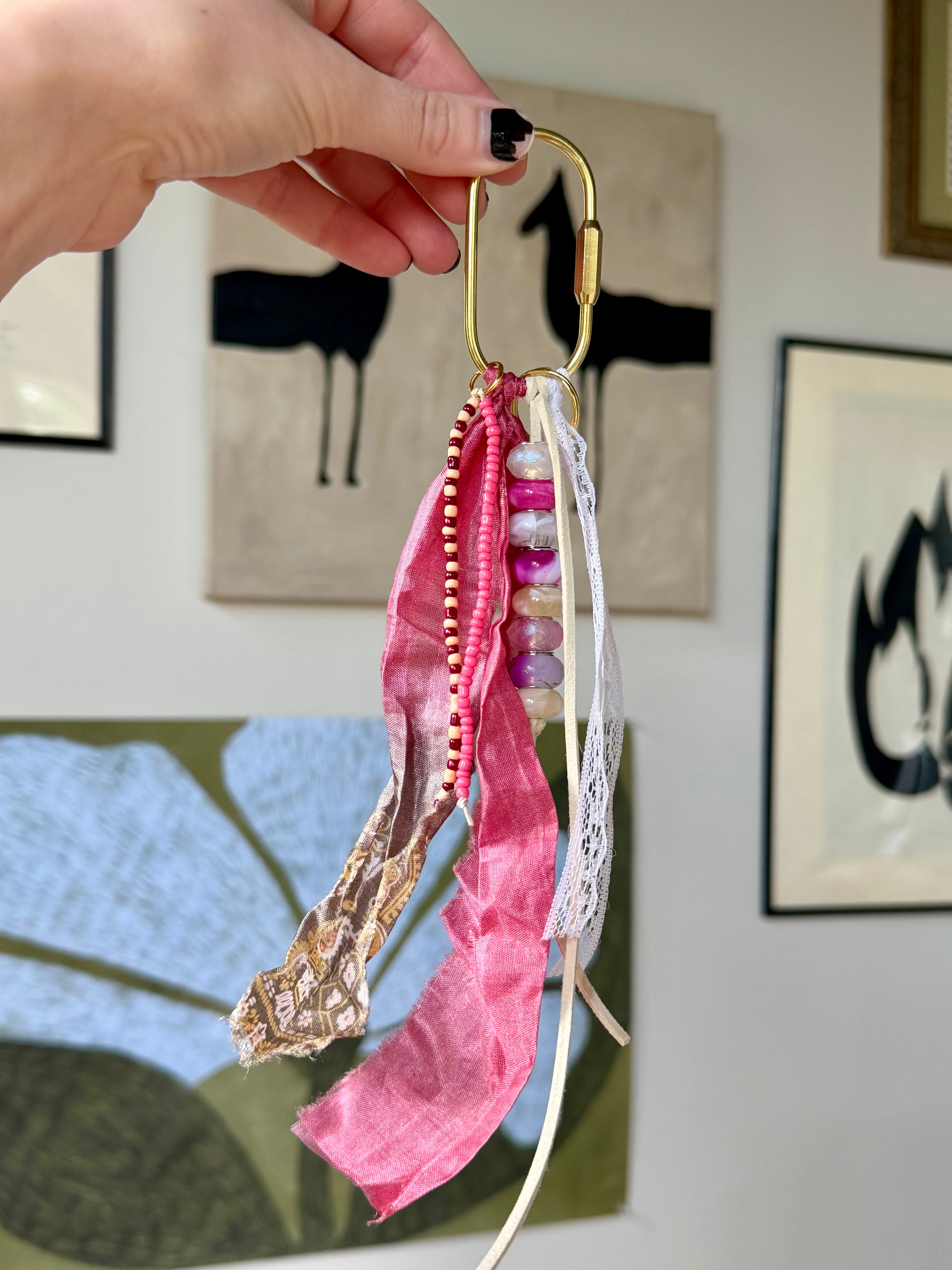 The Rosie Chain | Handmade Beaded Keychain - Dainty Charm Keyring